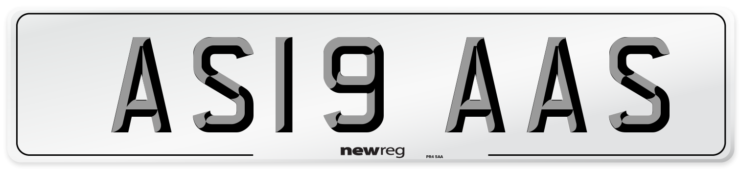 AS19 AAS Number Plate from New Reg